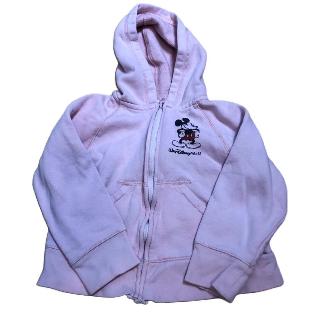 Walt Disney World Pink Hooded Sweatshirt Small Kids Pink Mickey Mouse Jeweled